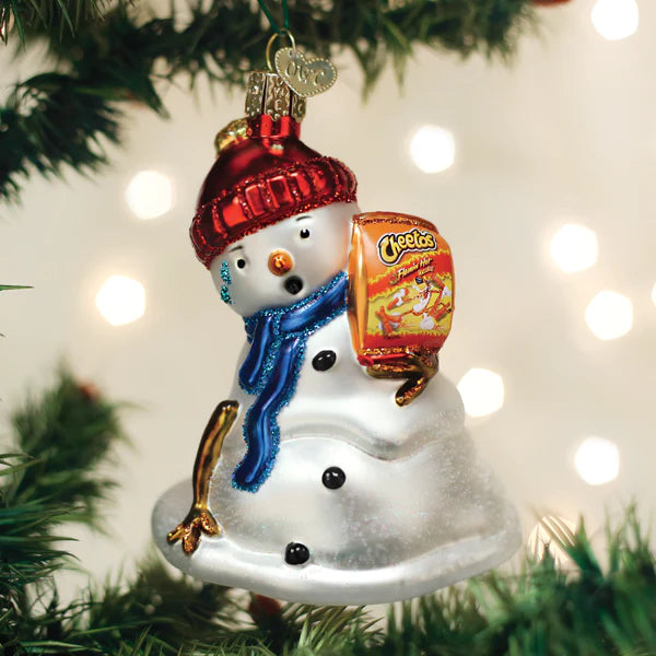 Flamin Hot Cheetos Snow Man Old World Christmas Ornament