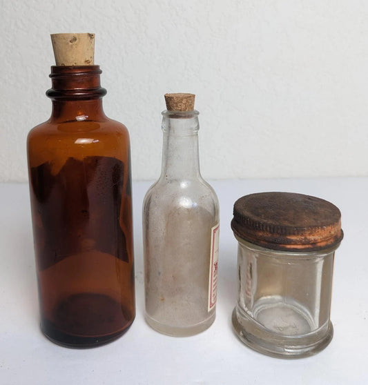 Vintage Antique Style Poison Drug Store Bottles - Methyl Salicylate, Methanol and Sulphiric Acid Labels