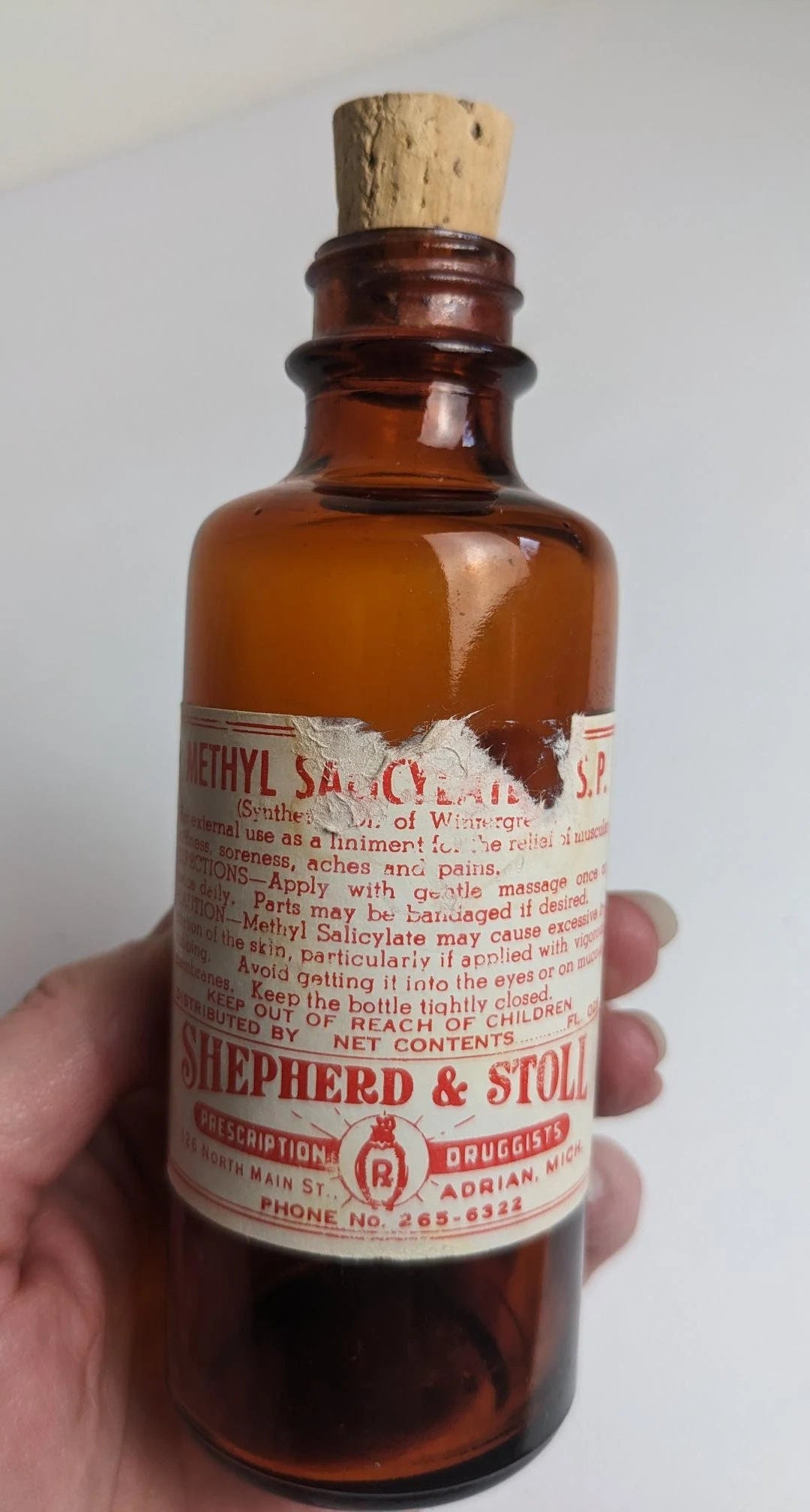 Vintage Antique Style Poison Drug Store Bottles - Methyl Salicylate, Methanol and Sulphiric Acid Labels