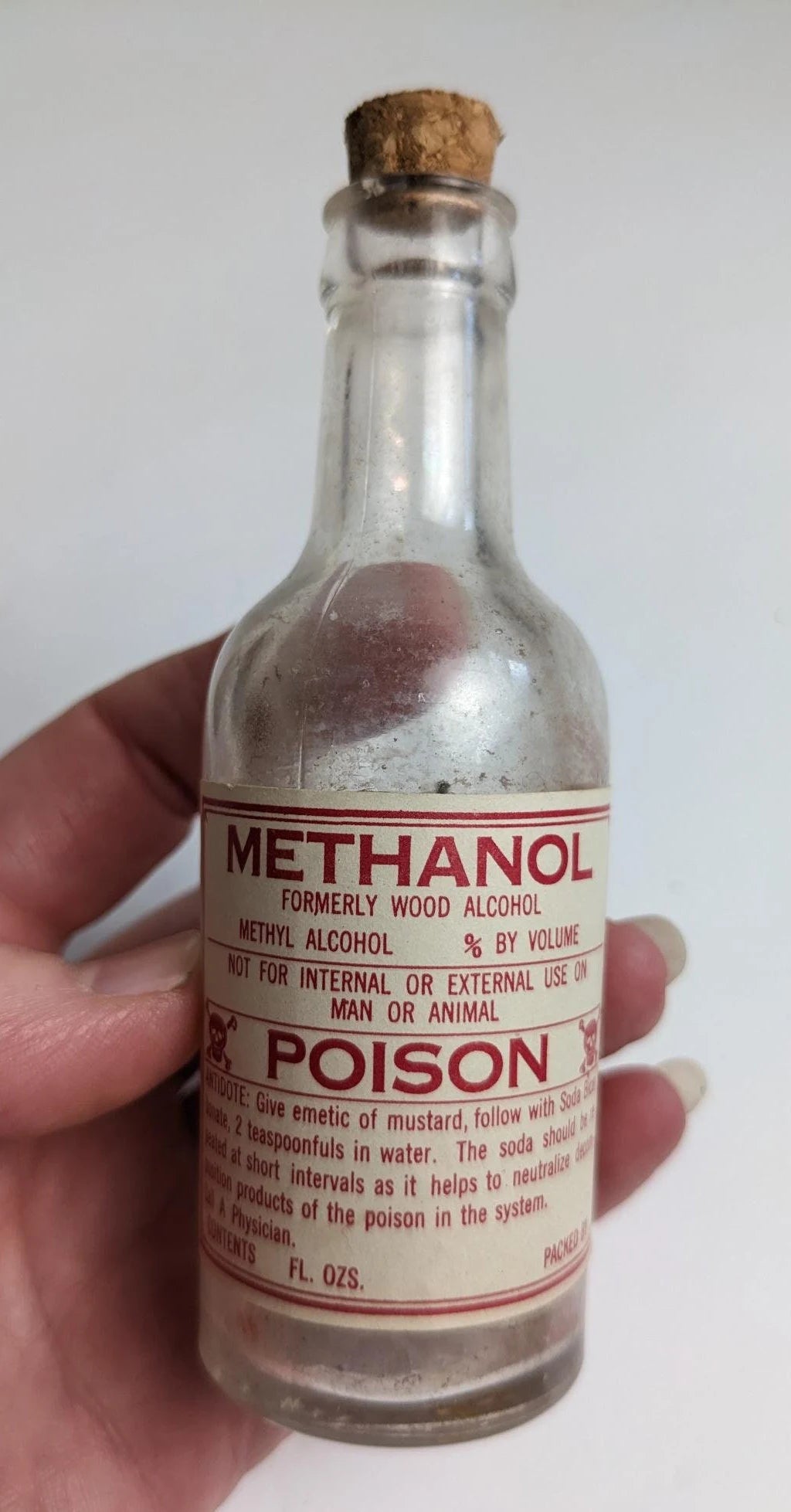 Vintage Antique Style Poison Drug Store Bottles - Methyl Salicylate, Methanol and Sulphiric Acid Labels
