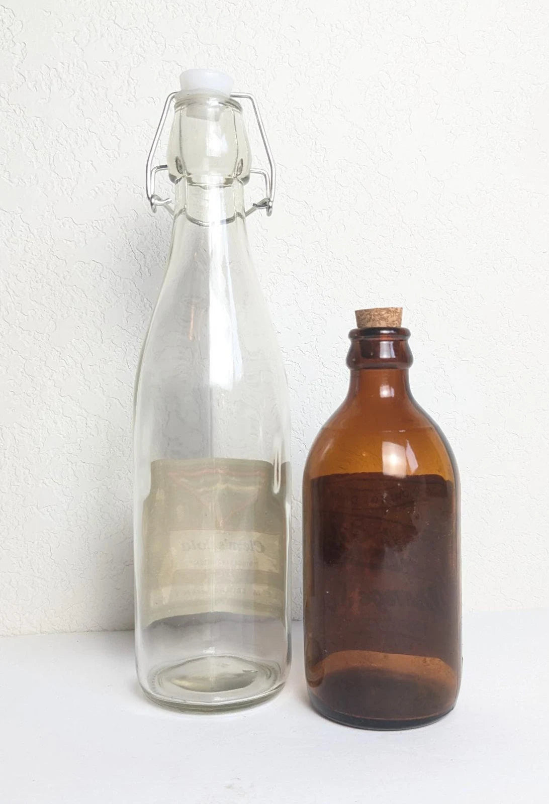 Vintage Antique Style Soda Bottles - Authentic Clem's Cola and Cupid Orange Soda Labels
