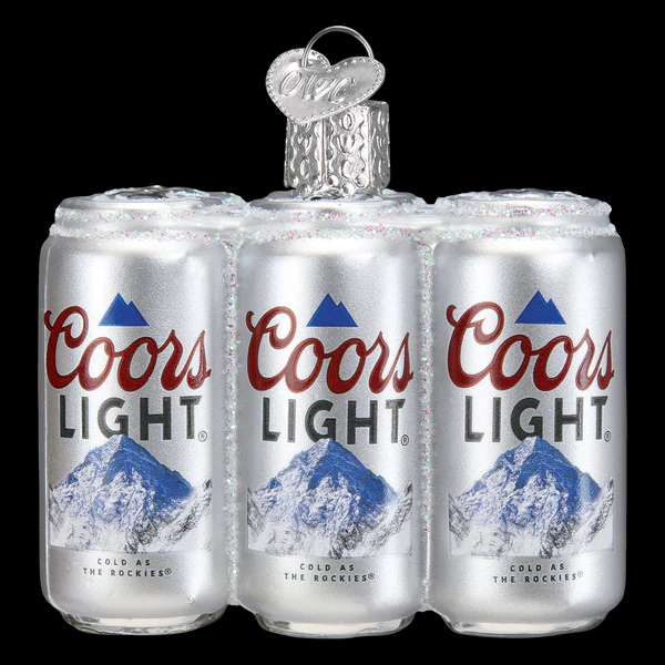 Coors Light Beer Six Pack Old World Christmas Glass Ornament