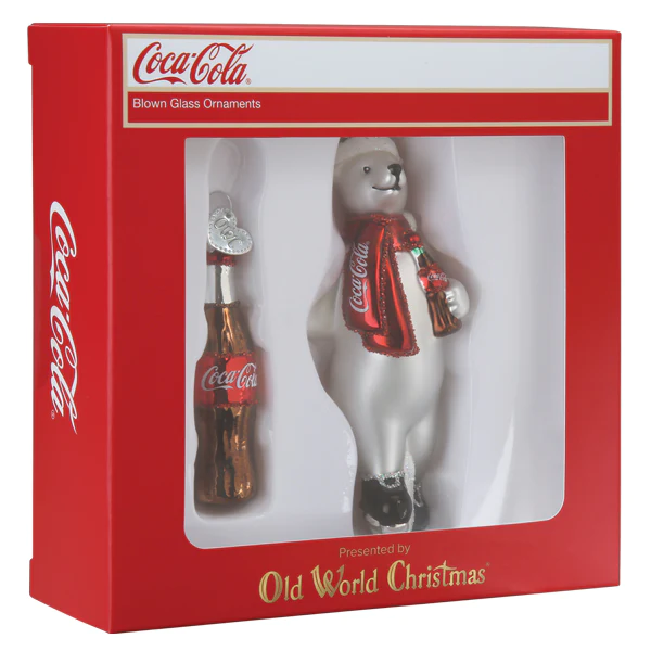 Coca-Cola Polar Bear Old World Christmas Ornament Set