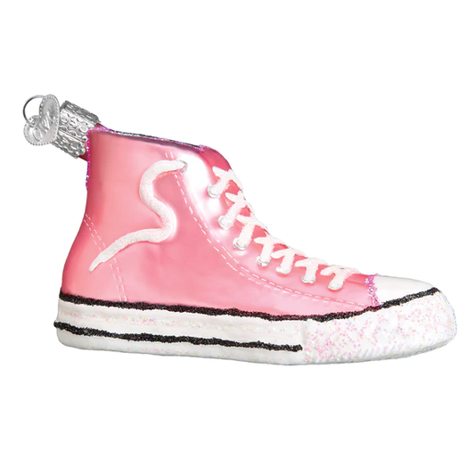 Pink High-top Basketball Sneaker Blown Glass Tree Ornament by Old World Christmas