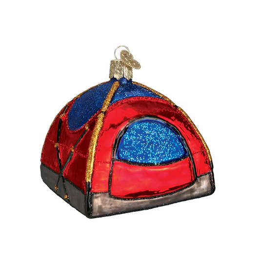 Dome Tent - Red and Blue Camping Themed Hanging Tree Ornament by Old World Christmas
