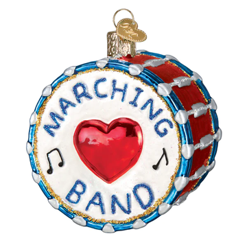 Marching Band Drum Blown Glass Hanging Tree Ornament by Old World Christmas