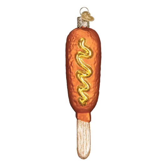 Corn Dog - Funny Junk Food Blown Glass Tree Ornament by Old World Christmas
