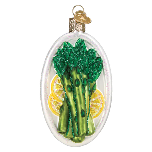 Plate of Asparagus Side Dish Hanging Tree Ornament by Old World Christmas