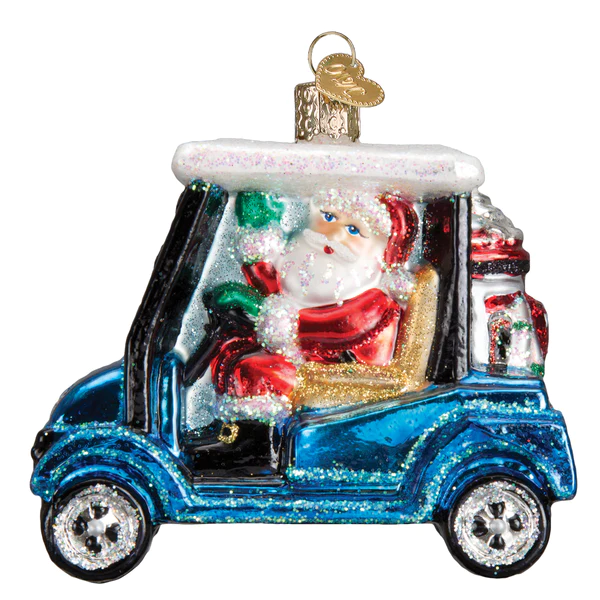 Golf Cart Santa Old World Christmas Ornament