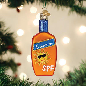 Sunscreen Bottle - Blown Glass Tree Ornament by Old World Christmas