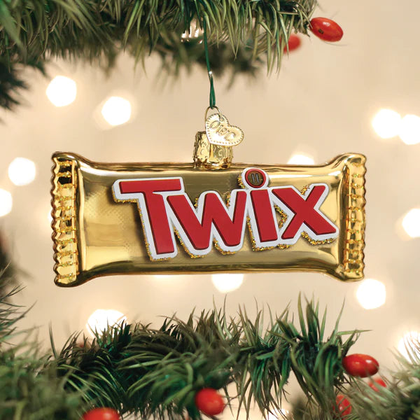 Twix Candy Bar Chocolate and Caramel Blown Glass Tree Ornament by Old World Christmas
