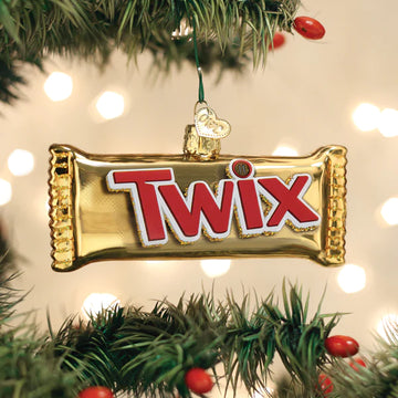 Twix Candy Bar Chocolate and Caramel Blown Glass Tree Ornament by Old World Christmas