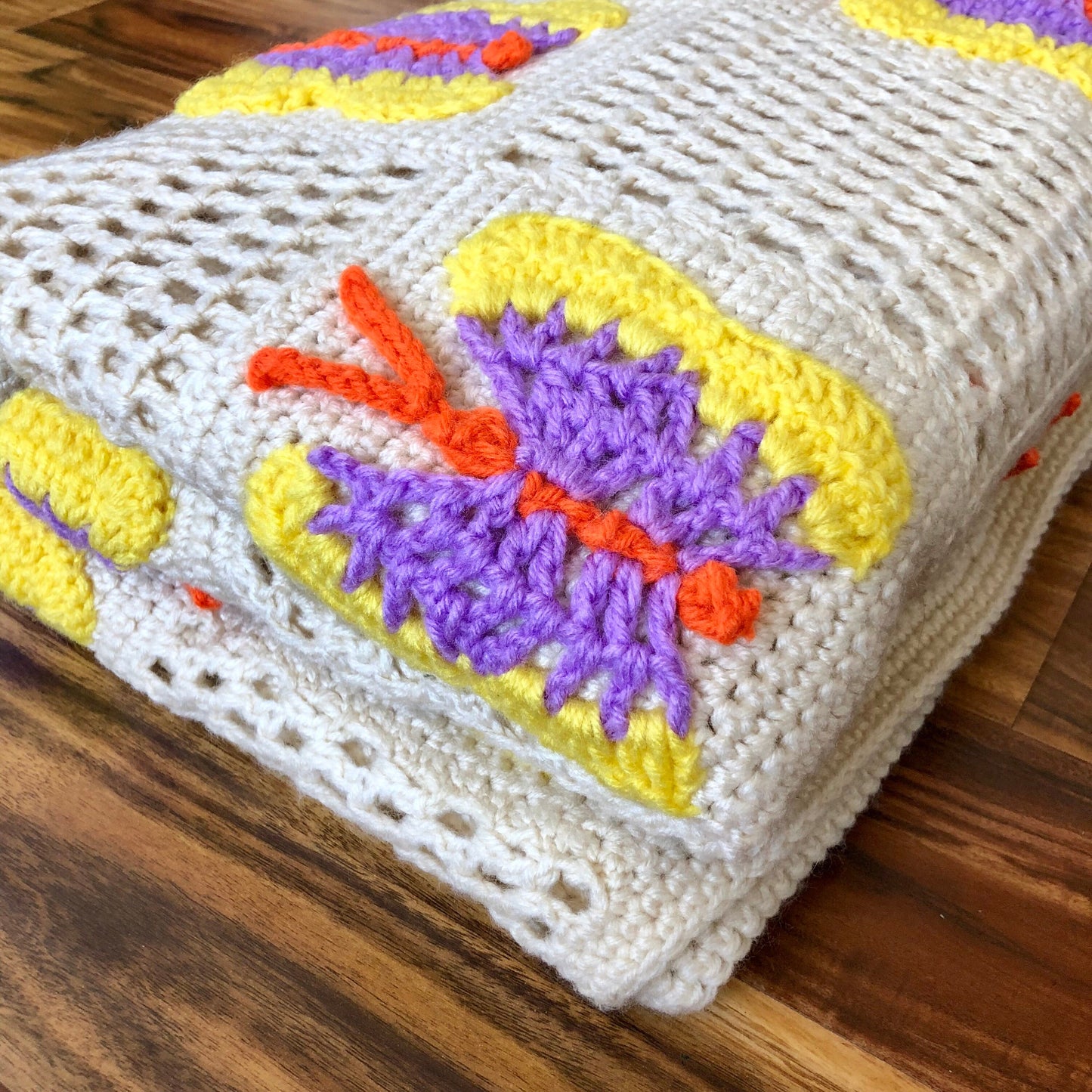 Vintage Afghan Butterfly Crotchet Blanket