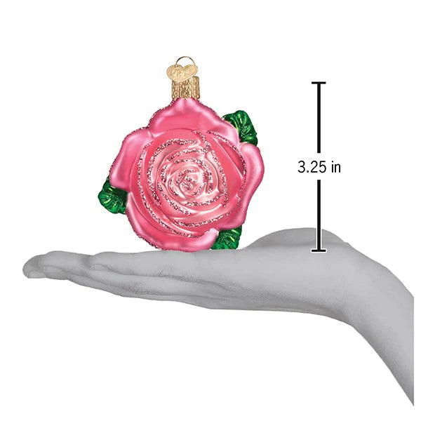 Pink Rose Old World Christmas Ornament