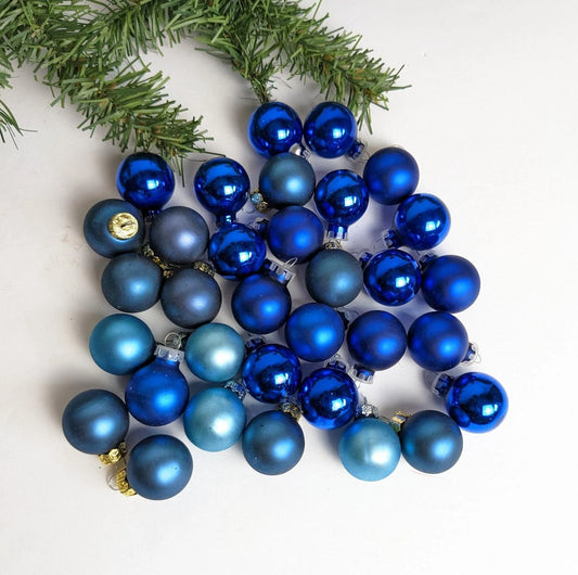 Mini Blue Glass Christmas Ornaments