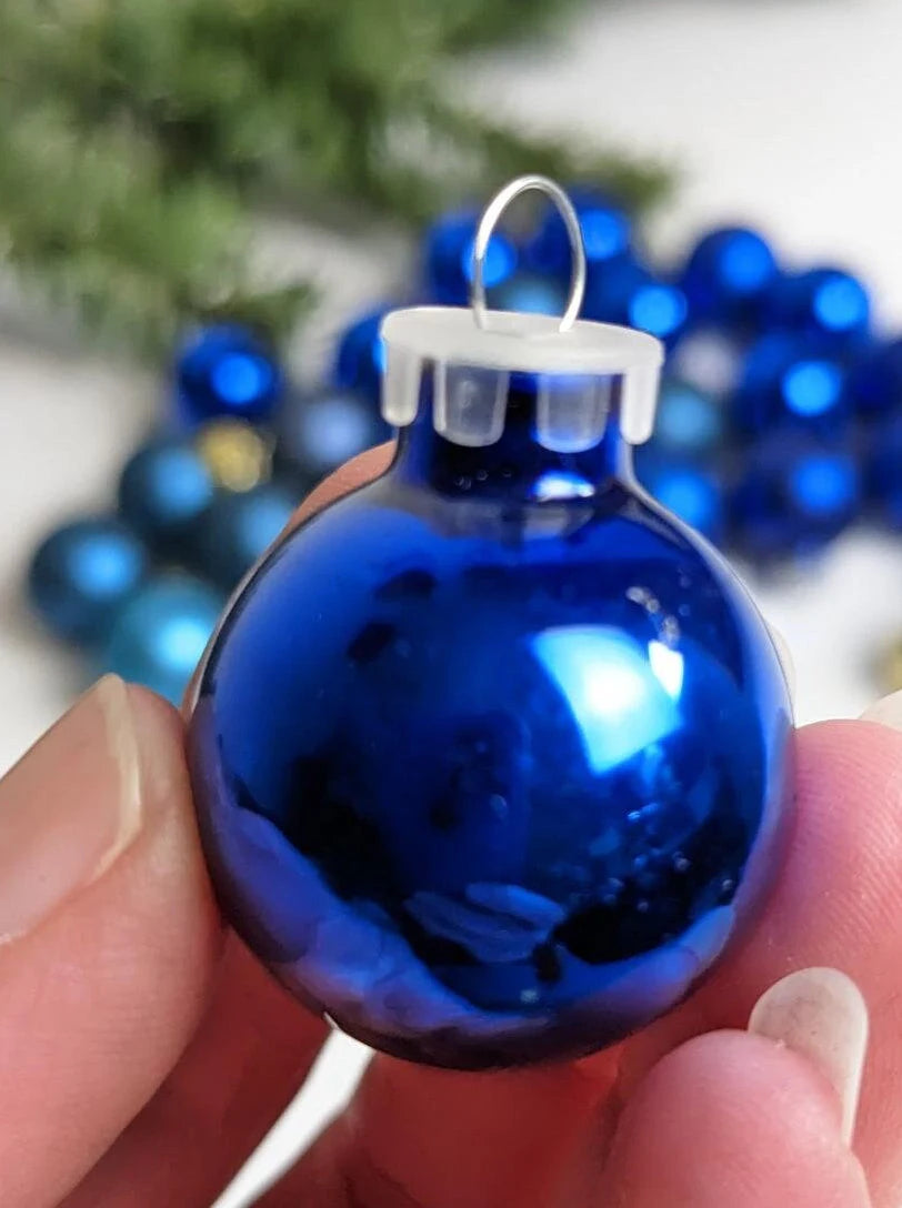 Mini Blue Glass Christmas Ornaments