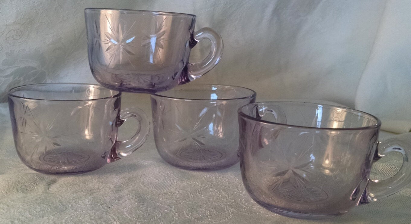 Vintage Depression Glass Tea Cups