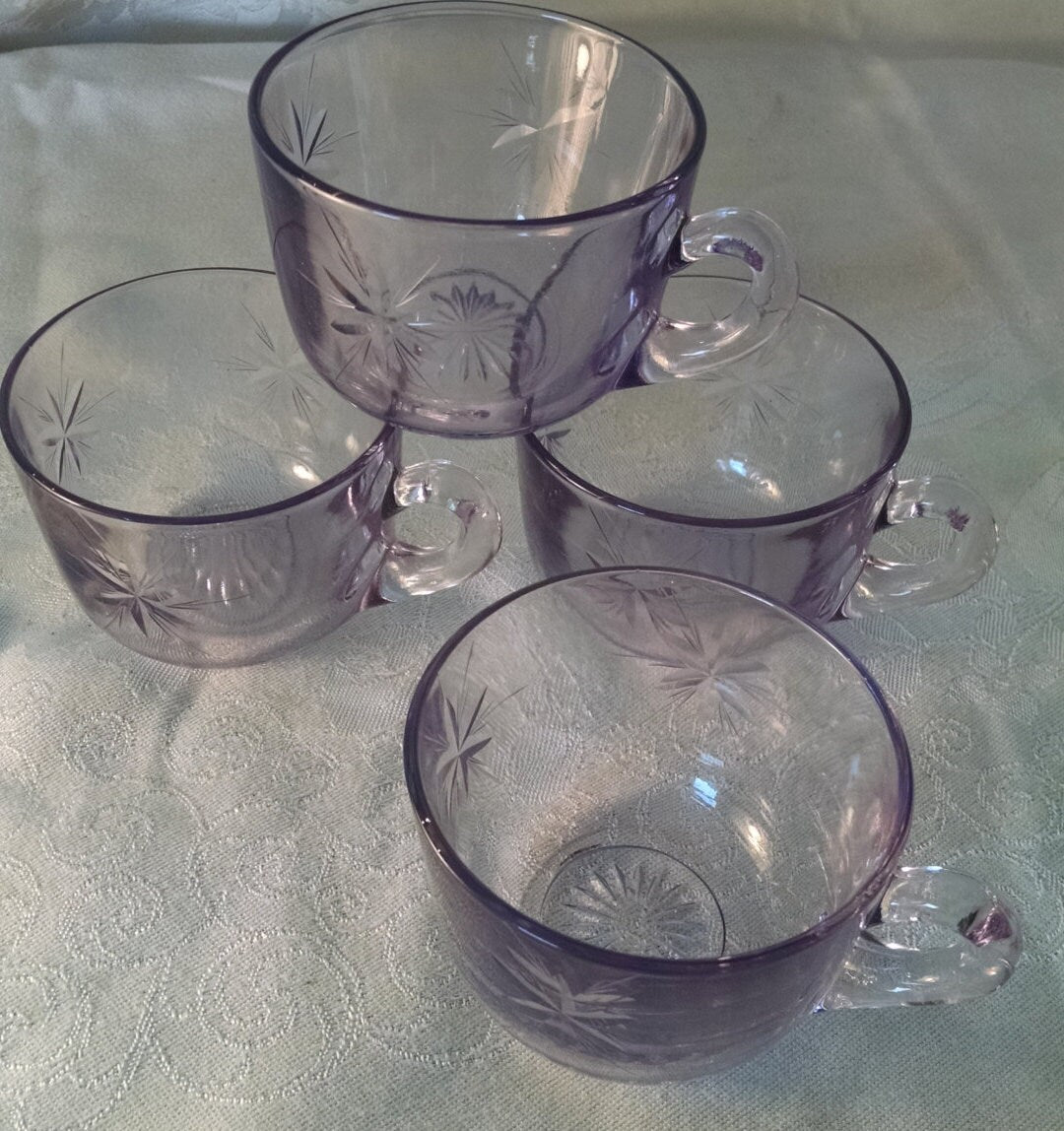 Vintage Depression Glass Tea Cups