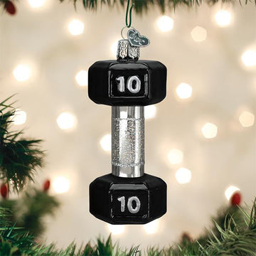Workout Weightlifting Dumbbell Ten Pounds - Blown Glass Tree Ornament by Old World Christmas