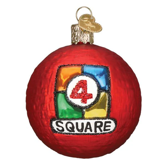 4 Square Ball - Blown Glass Tree Ornament by Old World Christmas - Four