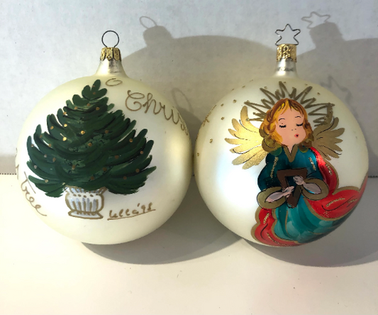 Vintage Hand Painted Angel Christmas Ornaments