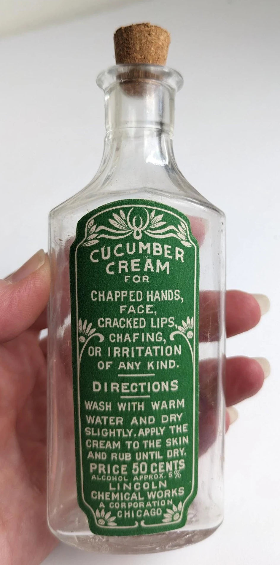 Vintage Antique Style Bottles - Antiseptic Spray and Gargle, Lotion for Eczema, Cucumber Cream and Hair Pomade Labels