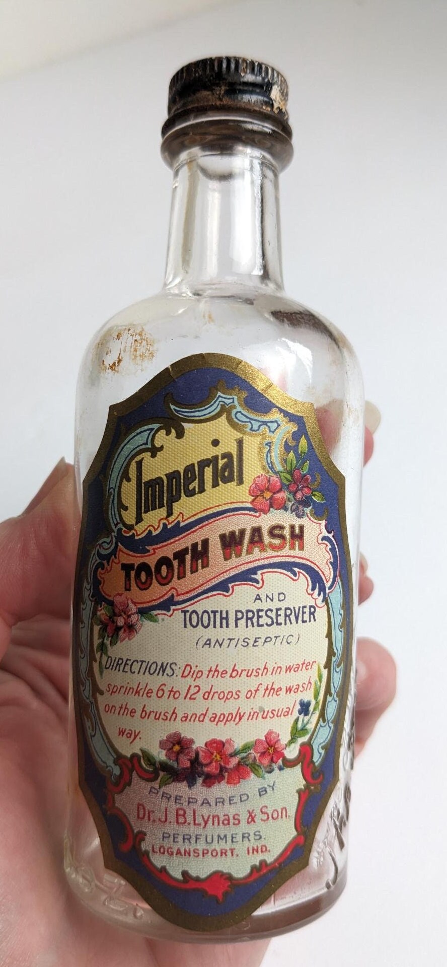 Vintage Antique Style Bottles - Hair Tonic, Waving Liquid and Tooth Wash Labels