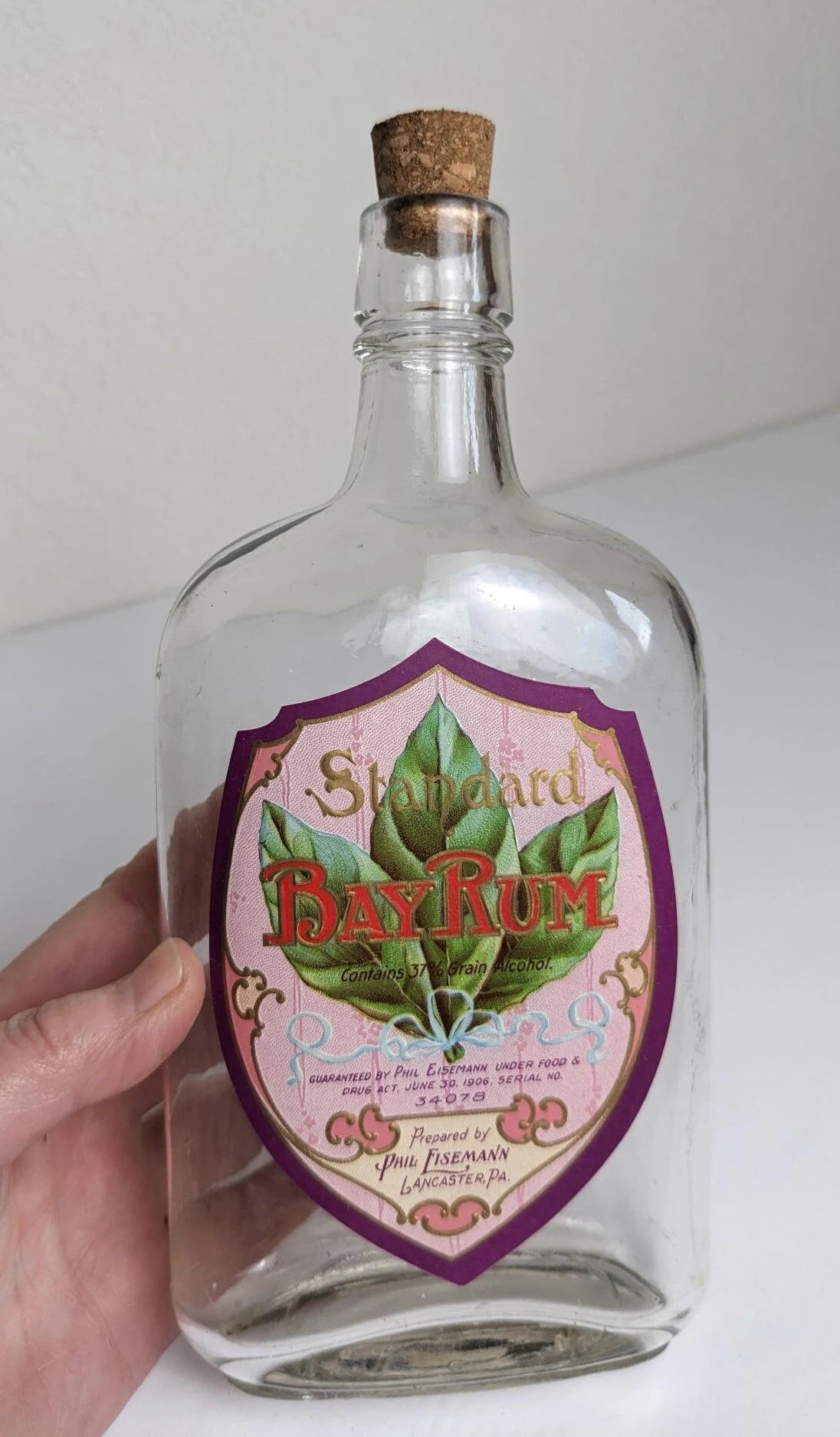 Vintage Antique Style Liquor Bottles - Hoghead Apple Wine and Bay Rum Labels