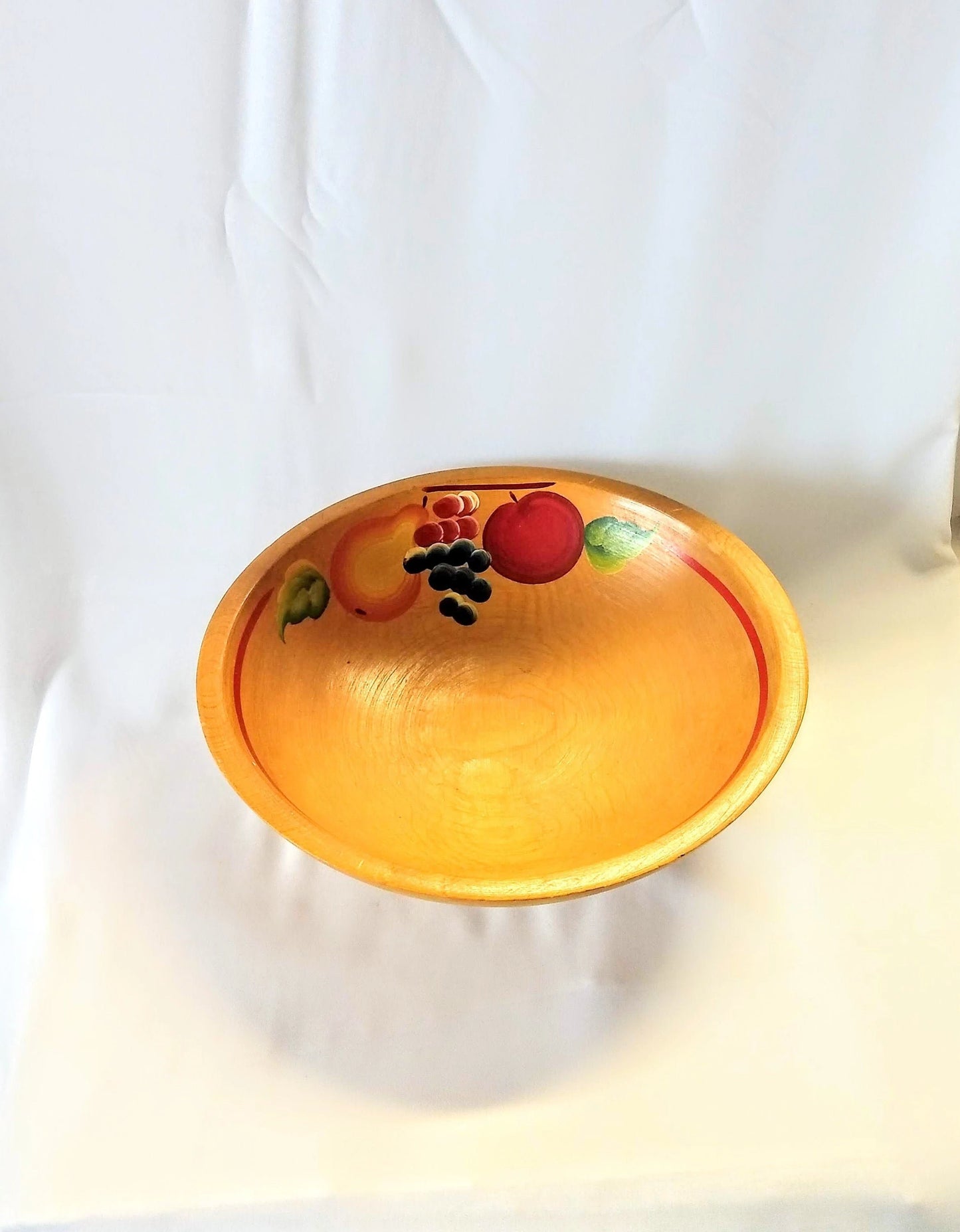 Vintage Wood Hand Painted Fruit Bowl