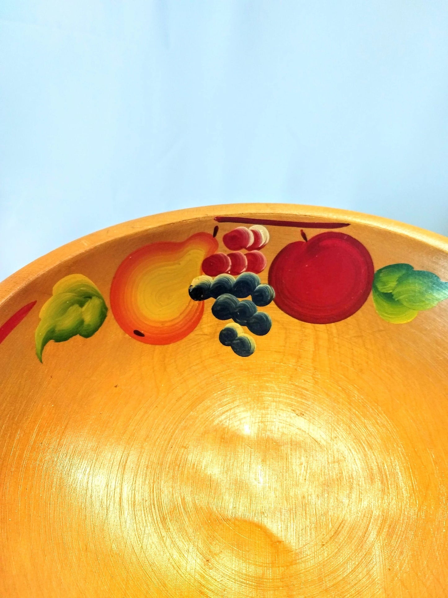 Vintage Wood Hand Painted Fruit Bowl