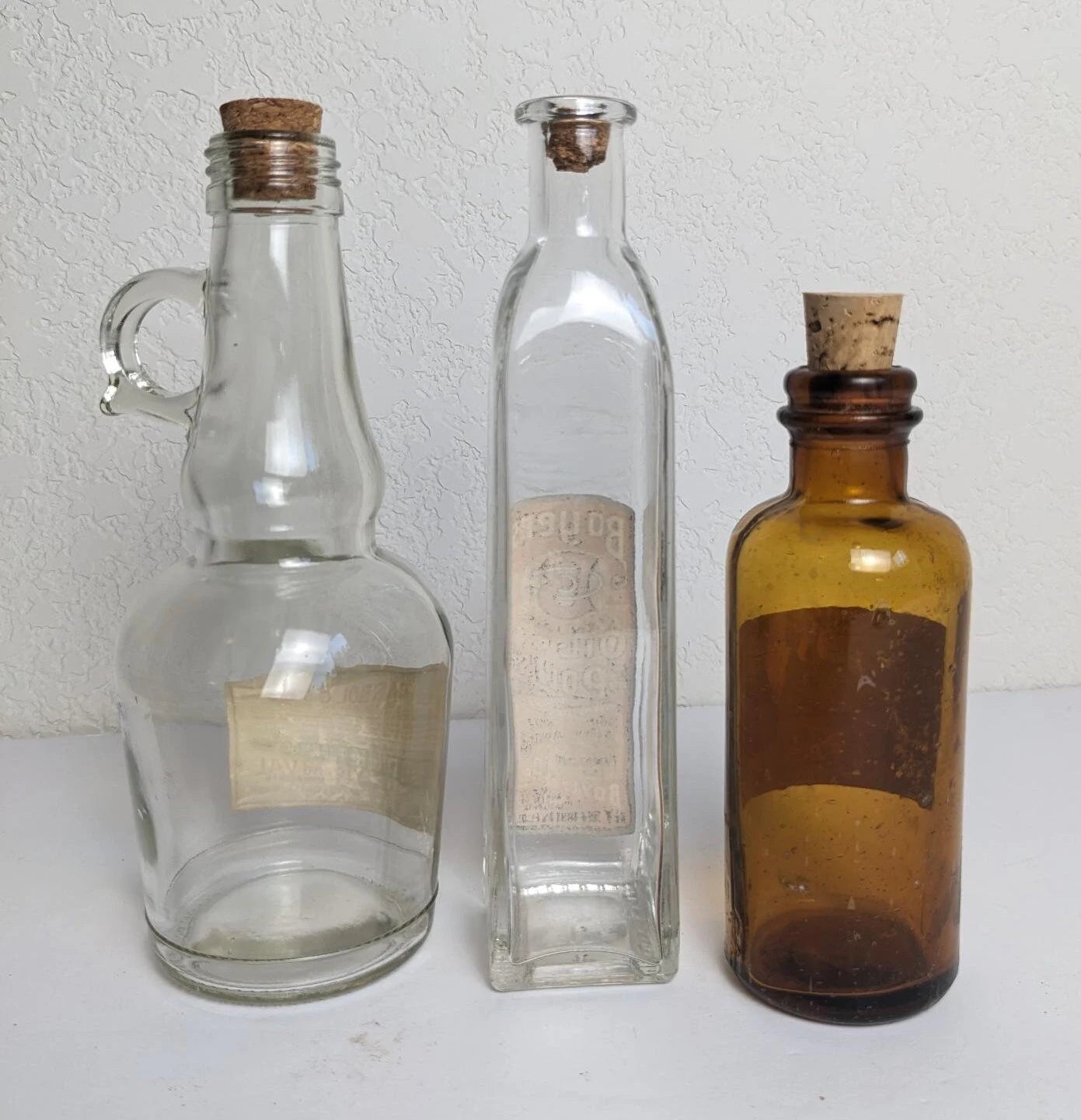 Vintage Antique Style Bottles - Authentic Carbolic Acid, Oil Polish and Poison Labels