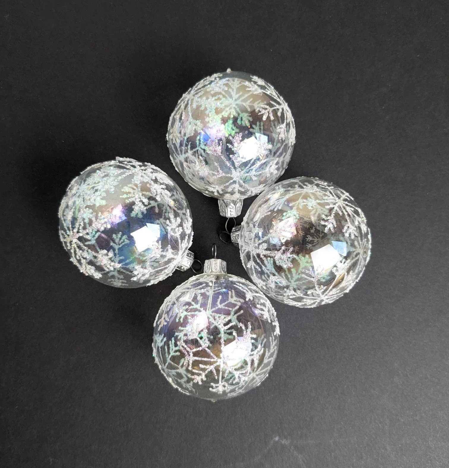 Vintage Iridescent Snowflake Christmas Ornaments