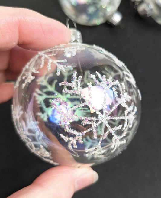 Vintage Iridescent Snowflake Christmas Ornaments