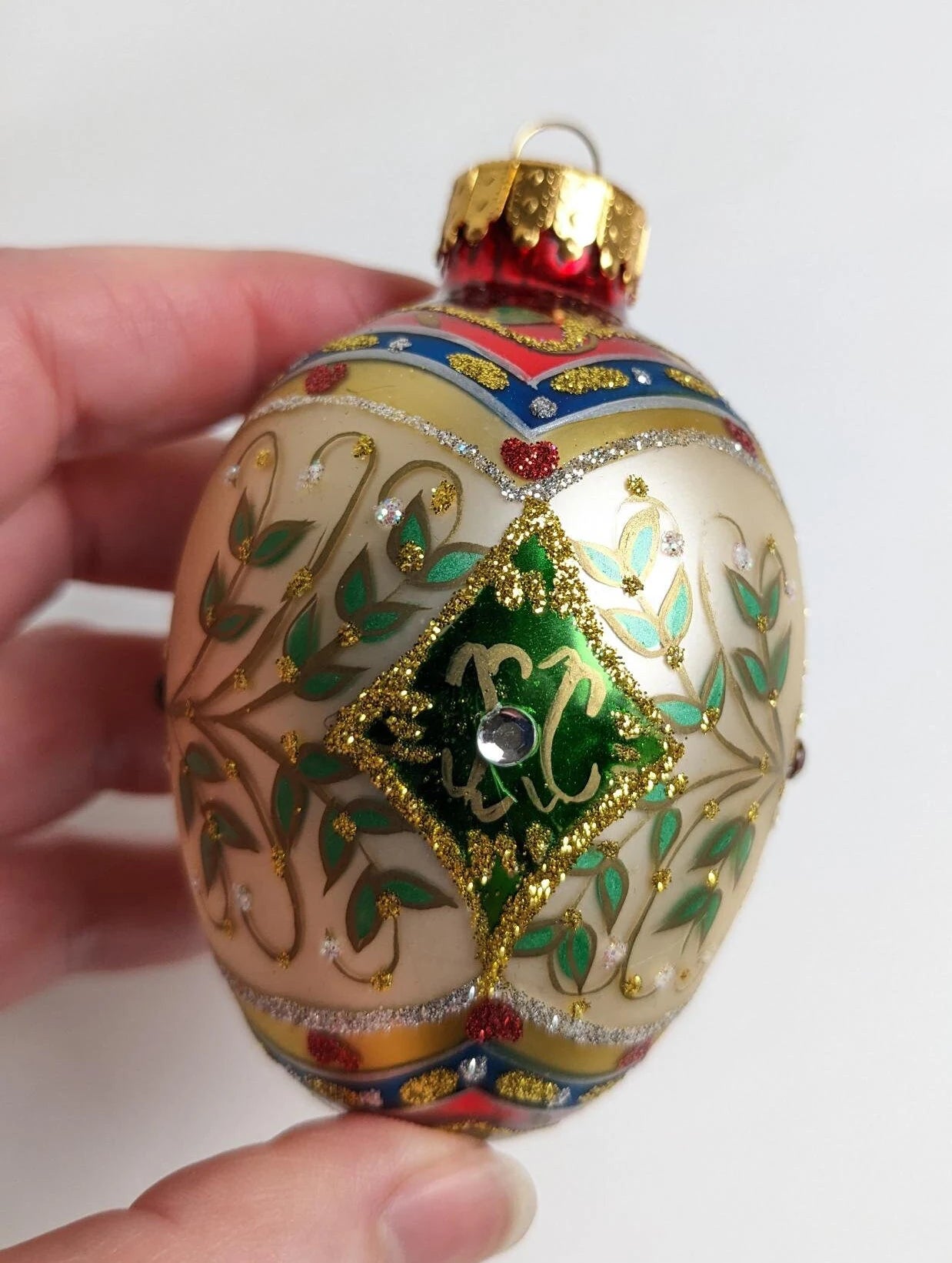 Vintage Hand Crafted Egg Shaped Christmas Ornament