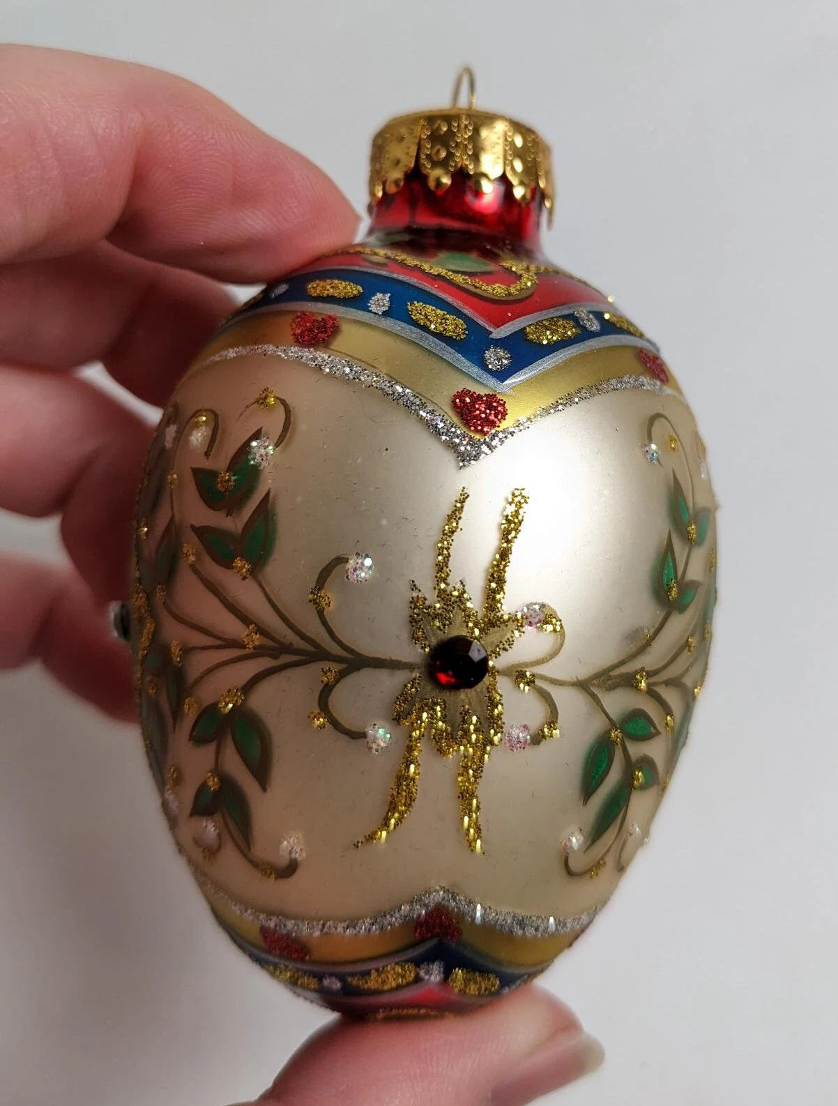 Vintage Hand Crafted Egg Shaped Christmas Ornament