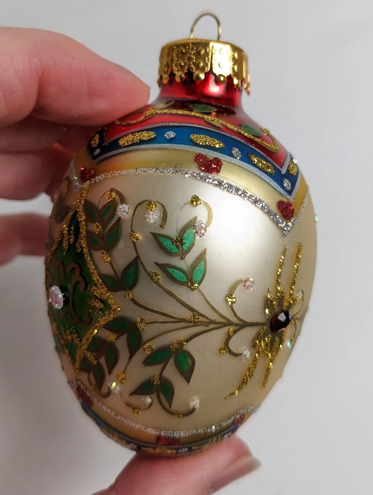 Vintage Hand Crafted Egg Shaped Christmas Ornament