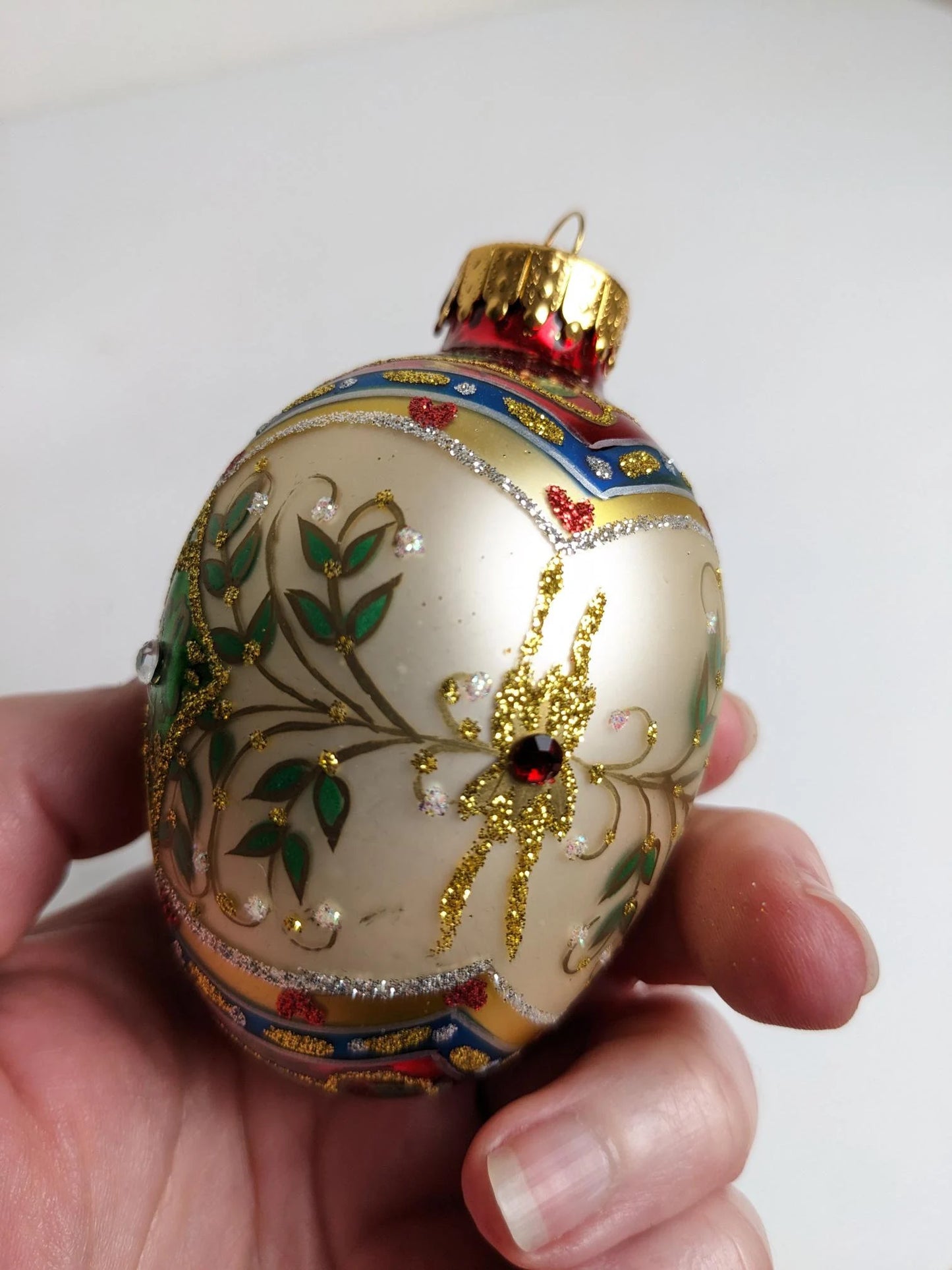 Vintage Hand Crafted Egg Shaped Christmas Ornament