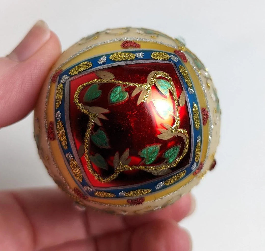 Vintage Hand Crafted Egg Shaped Christmas Ornament