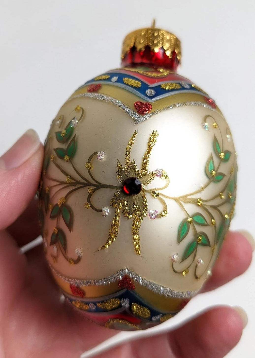 Vintage Hand Crafted Egg Shaped Christmas Ornament