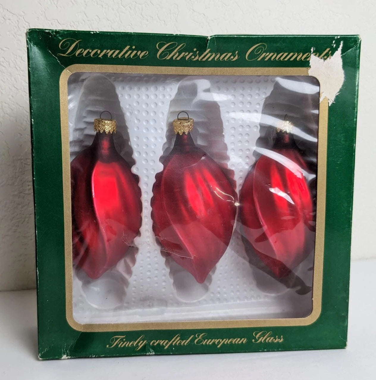 Vintage Spiral Teardrop Christmas Ornaments