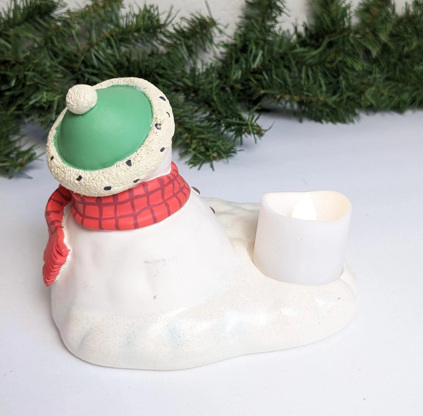 Vintage Slush Happens Melting Snowman Christmas Candle Holder