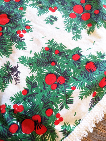 1970's MCM Pine Bough Christmas Tablecloth