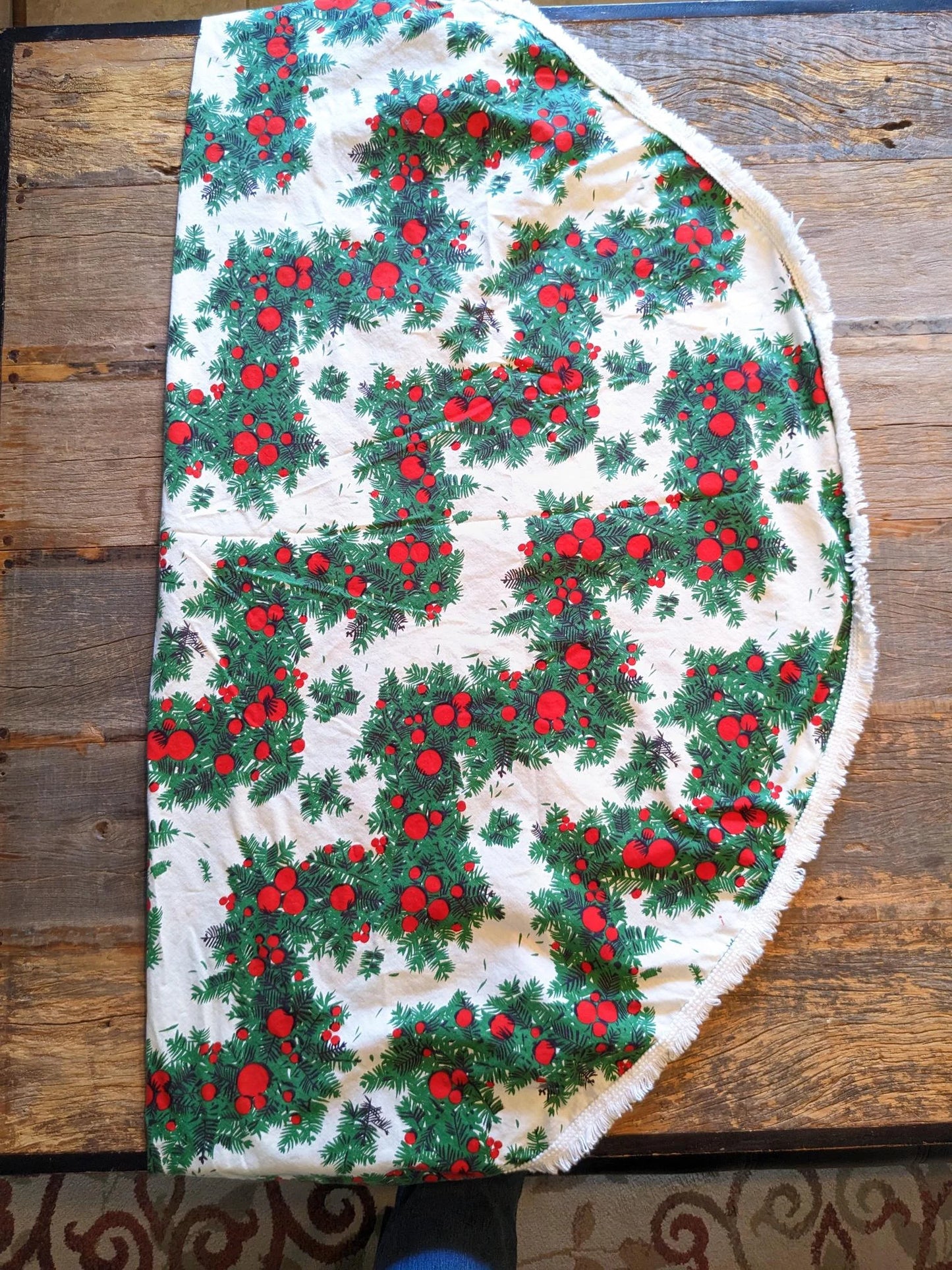 1970's MCM Pine Bough Christmas Tablecloth