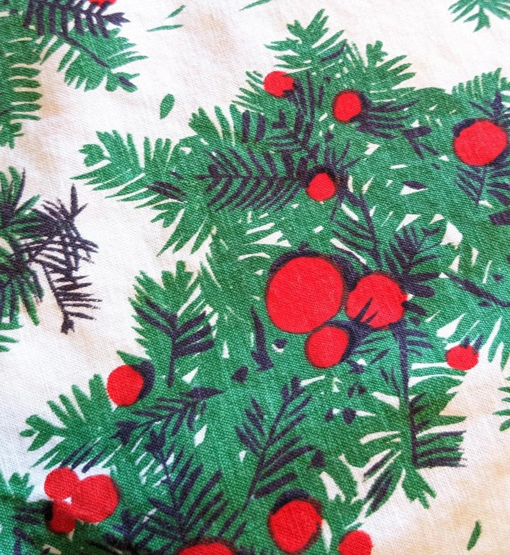 1970's MCM Pine Bough Christmas Tablecloth