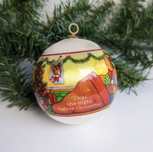 Vintage Satin Twas The Night Before Christmas Ornament