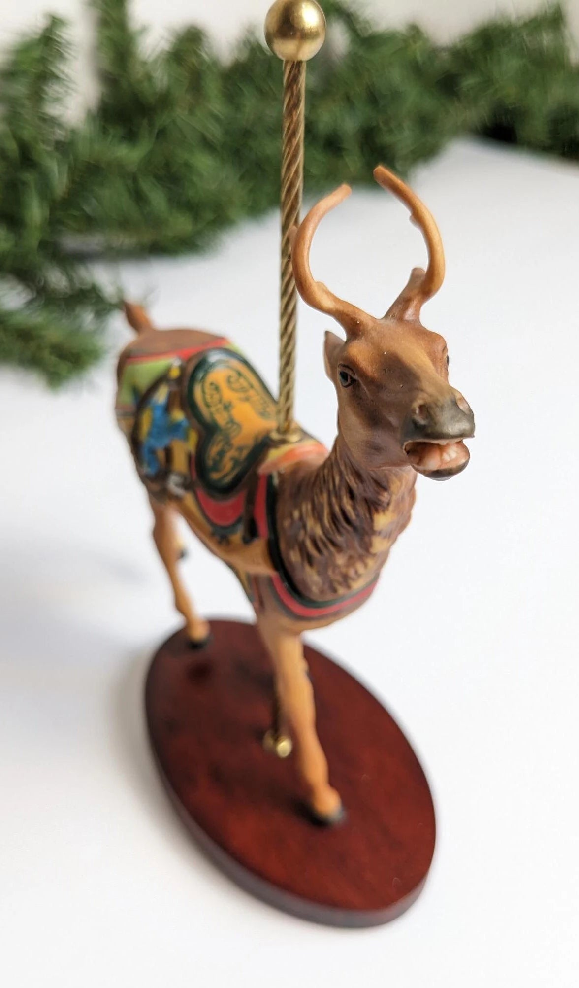 Vintage Carousel Deer Christmas Ornament