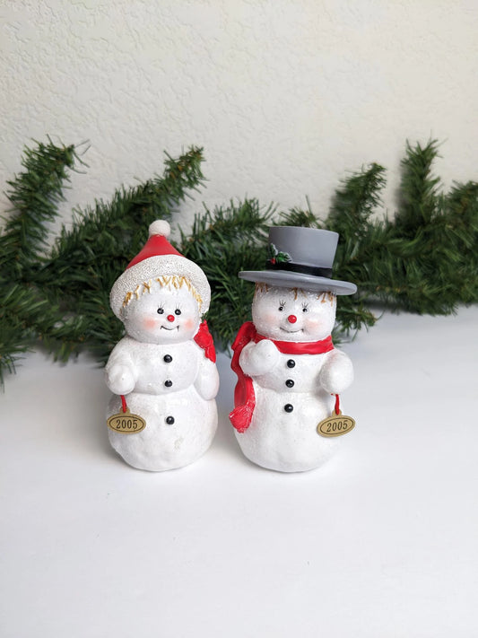 Snowman & Snowwoman Christmas Figurines