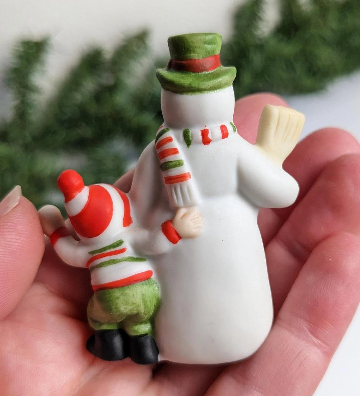 Vintage 1986 Colonial Christmas Village Brian and a Snowman Figurine