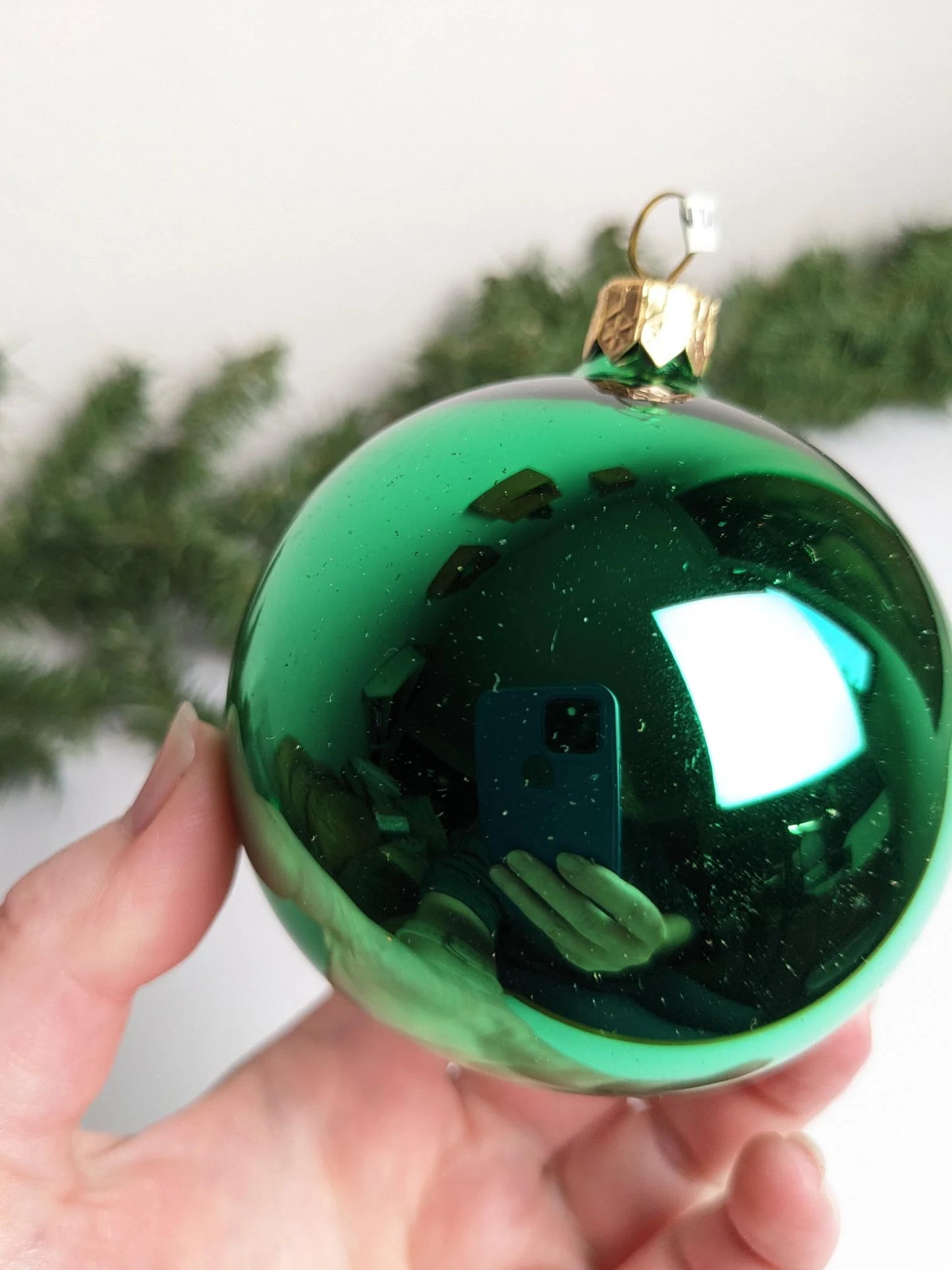 Green Hand-Blown Christmas Ornaments