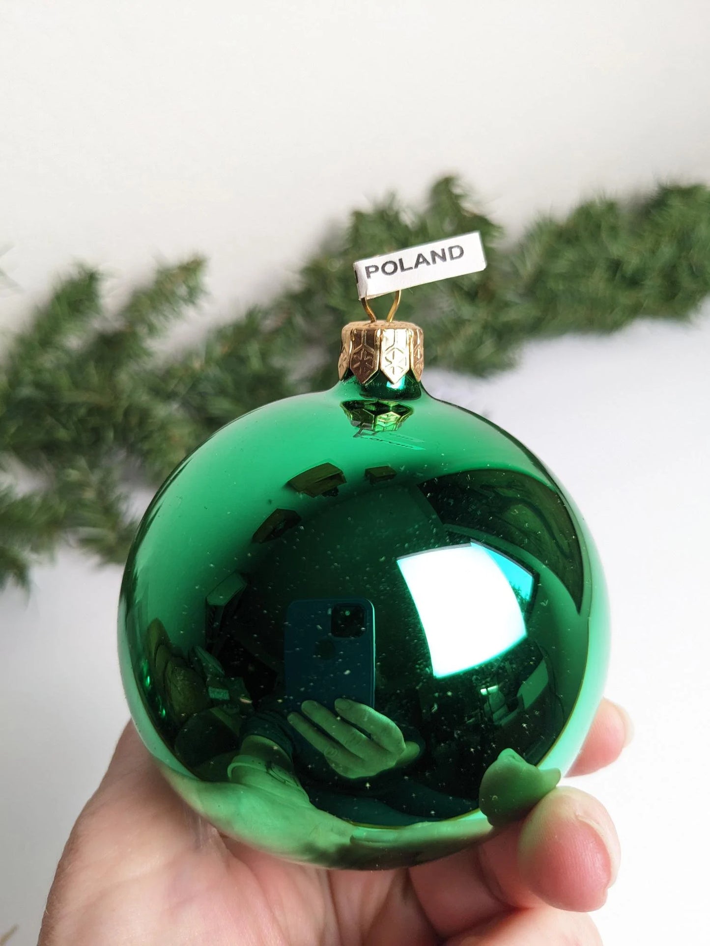 Green Hand-Blown Christmas Ornaments